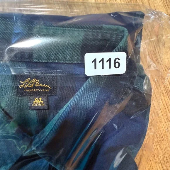 Rare Vintage L.L. Bean Cotton Silk Black‎ Watch Plaid Japan Export Shirt XLT - Picture 12 of 13